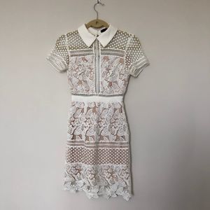 Aqua Embroidered Dress with Collar